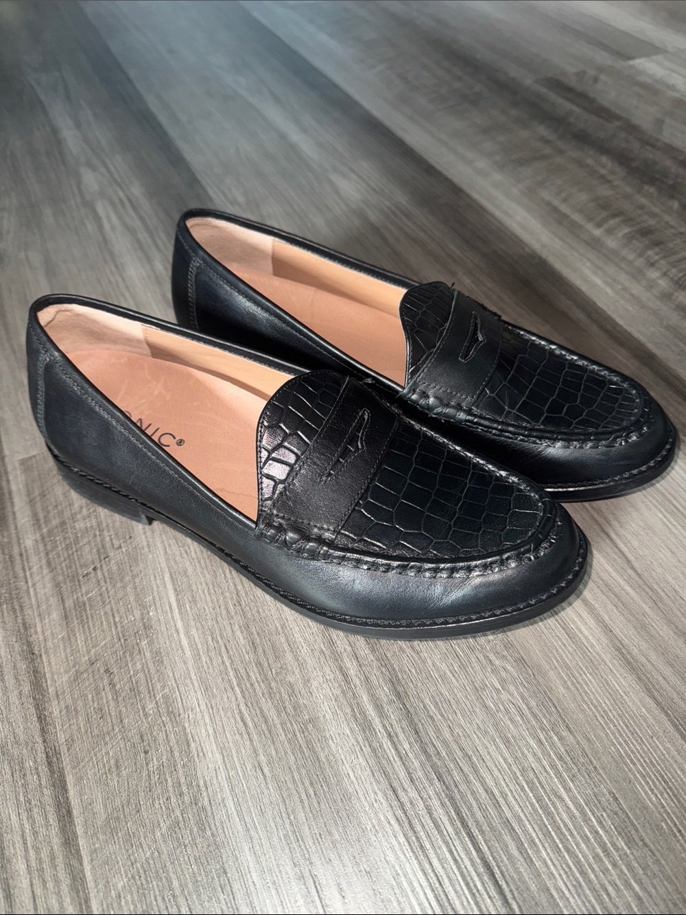 Vionic Waverly Croc Penny Loafer Leather Black Womens 7 shoes orthopedic comfort